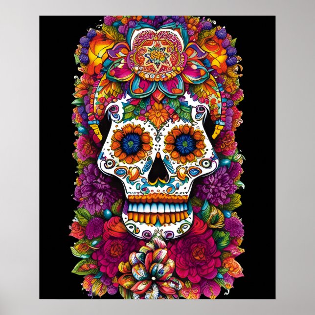 Sugar Skull Art - Fiesta of Colors Poster (Vorne)