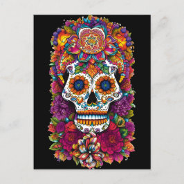 Sugar Skull Art - Fiesta of Colors Postkarte