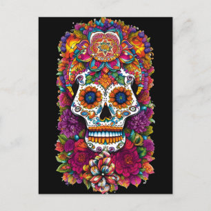 Sugar Skull Art - Fiesta of Colors Postkarte