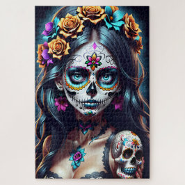 Sugar Skull Art - Fiesta of Colors Puzzle