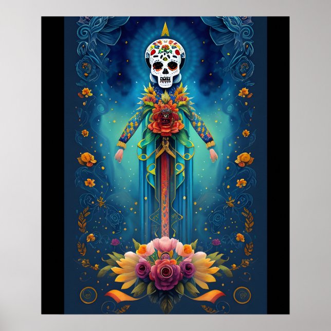 Sugar Skull Art - Hommage an die mexikanische Trad Poster (Vorne)
