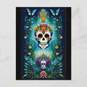 Sugar Skull Art - Inspiriert von mexikanischen Tra Postkarte