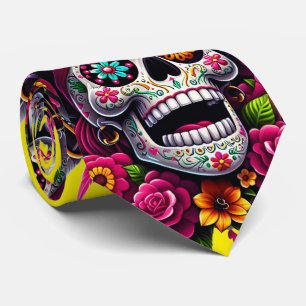 Sugar Skull Art - Jolly Pirate Skull (Gelb) Krawatte