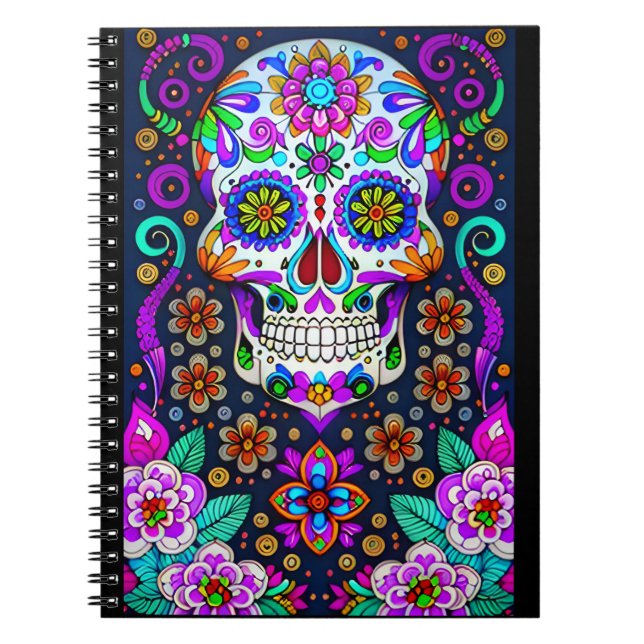 Sugar Skull Art - Leben im Tod Notizblock (Vorderseite)