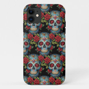 Sugar Skull Art - Lebhafte blaue Tradition Case-Mate iPhone Hülle
