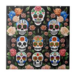 Sugar Skull Art - Lebhafte Erinnerung Fliese