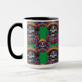 Sugar Skull Art - Lebhafter Tag der Toten (grün) Tasse