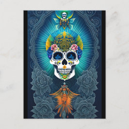 Sugar Skull Art - Lebhafter Tag der Toten Postkarte