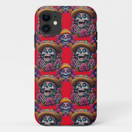 Sugar Skull Art - Lebhafter Tag der Toten (rot) Case-Mate iPhone Hülle