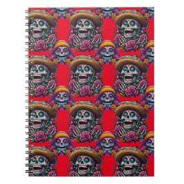 Sugar Skull Art - Lebhafter Tag der Toten (rot) Notizblock