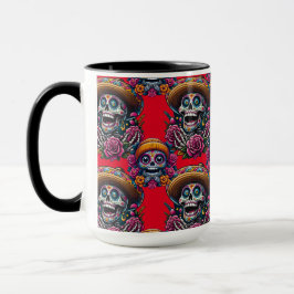 Sugar Skull Art - Lebhafter Tag der Toten (rot) Tasse
