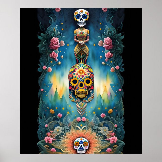 Sugar Skull Art - Mexikanischer Tag der Toten: Poster (Vorne)