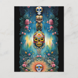 Sugar Skull Art - Mexikanischer Tag der Toten: Postkarte