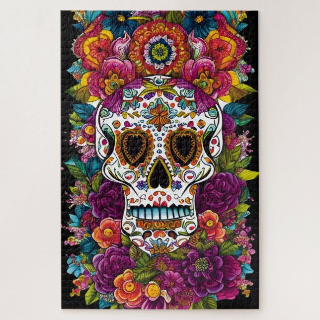 Sugar Skull Art - Mexikos Tag der Toten Puzzle (Vertikal)