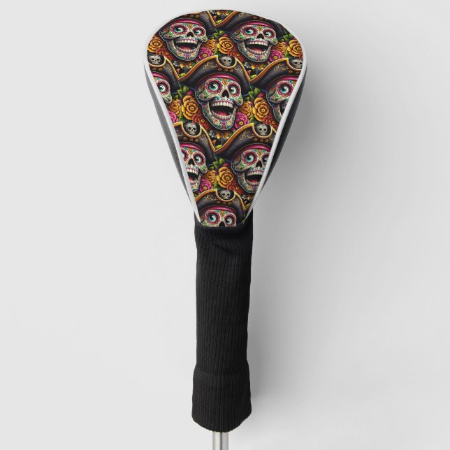 Sugar Skull Art - Pirate Skull Golf Headcover (Vorderseite)