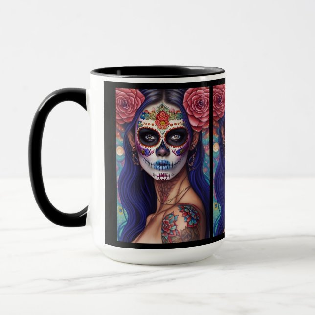 Sugar Skull Art - Rose und Romantik Tasse (Links)