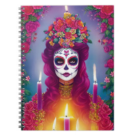 Sugar Skull Art - Schöne Frau im Altar Notizblock