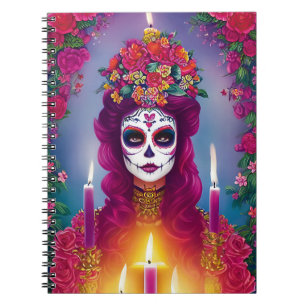 Sugar Skull Art - Schöne Frau im Altar Notizblock