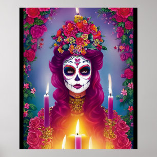Sugar Skull Art - Schöne Frau im Altar Poster