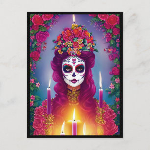 Sugar Skull Art - Schöne Frau im Altar Postkarte