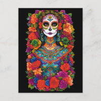 Sugar Skull Art - Schöne Frau in Blume