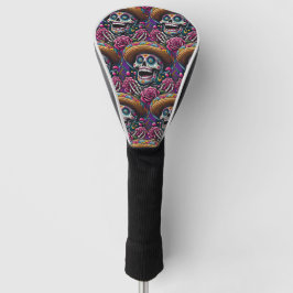 Sugar Skull Art - Skeleton Sombrero Rose Calavera Golf Headcover
