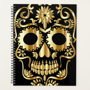 Sugar Skull Art, Tag des Toten Schwarzen und Gold Planer