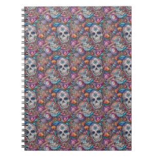 Sugar Skull Art - Tag des Toten Wirbels Notizblock