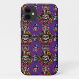 Sugar Skull Art - Top Hat Floral Fiesta (Lila) Case-Mate iPhone Hülle