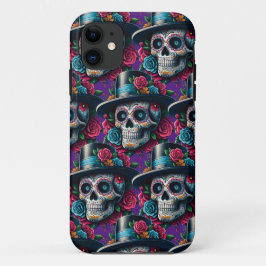 Sugar Skull Art - Top Hat und Pink Roses Case-Mate iPhone Hülle