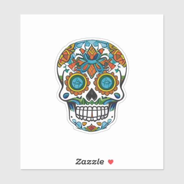 Sugar Skull Art - Traditionelle Farben Aufkleber (Blatt)