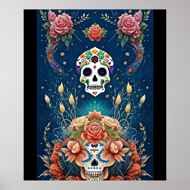 Sugar Skull Art - Urlaub in Dia de los Muertos Poster (Vorne)