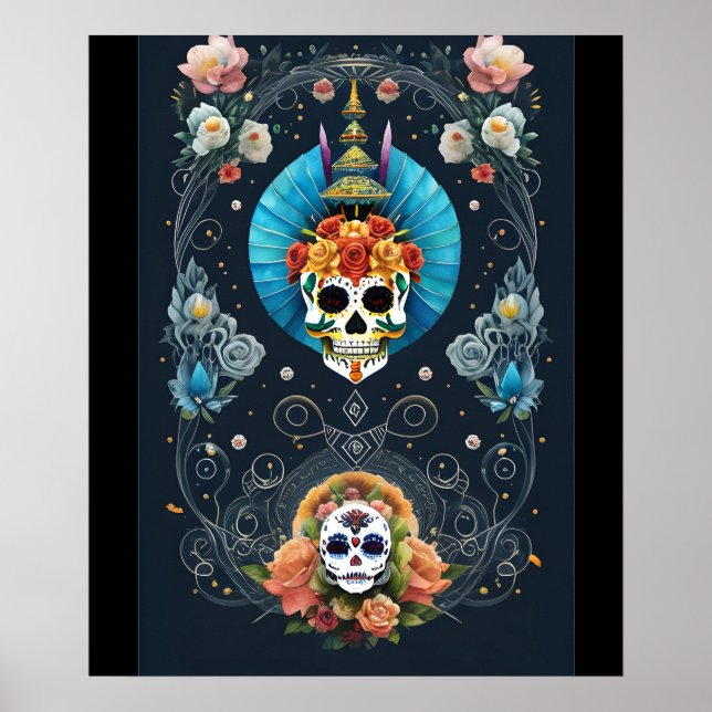 Sugar Skull Art - Vibranno Dia de los Muertos Poster (Vorne)