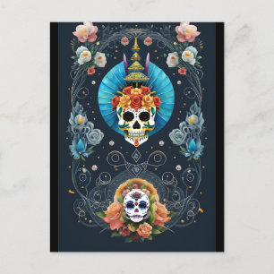 Sugar Skull Art - Vibranno Dia de los Muertos Postkarte