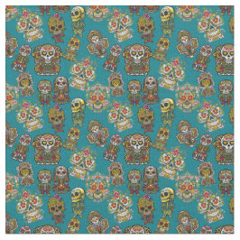 Sugar Skull Art Vintag Skelett Altar Muster Stoff