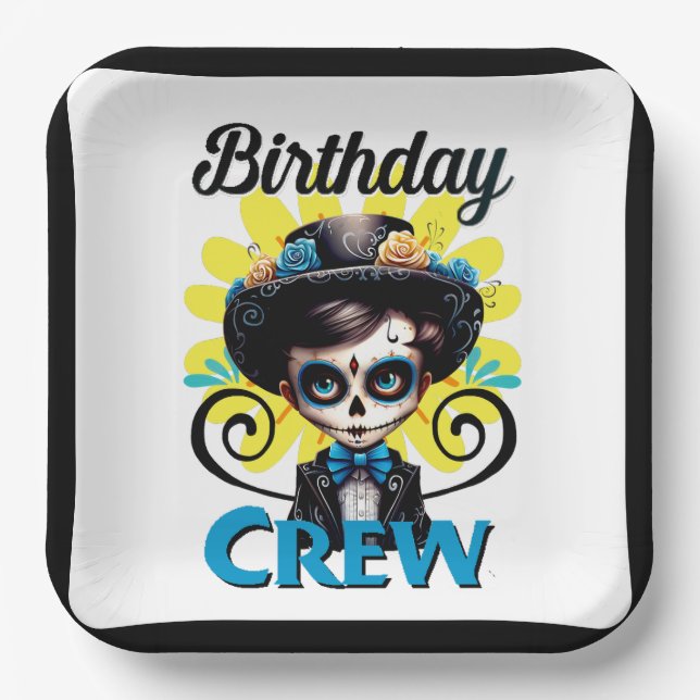 Sugar Skull Birthday Boy Pappteller (Vorderseite)