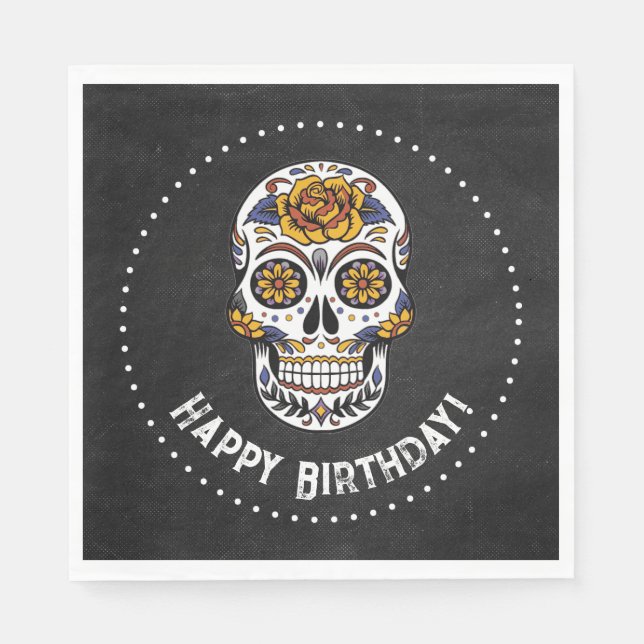 Sugar Skull Birthday Serviette (Vorderseite)