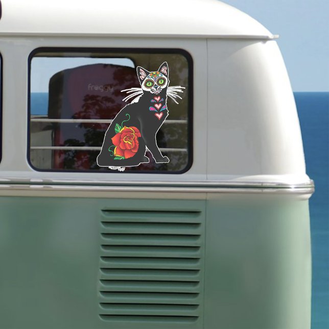 Sugar Skull Black Cat Aufkleber (Von Creator hochgeladen)