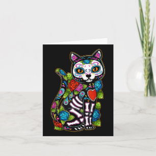Sugar Skull Black Cat De Los Muertos Catrina Day O Karte