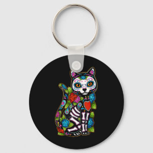Sugar Skull Black Cat De Los Muertos Catrina Day O Schlüsselanhänger