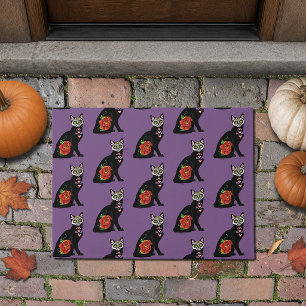 Sugar Skull Black Cat Fußmatte