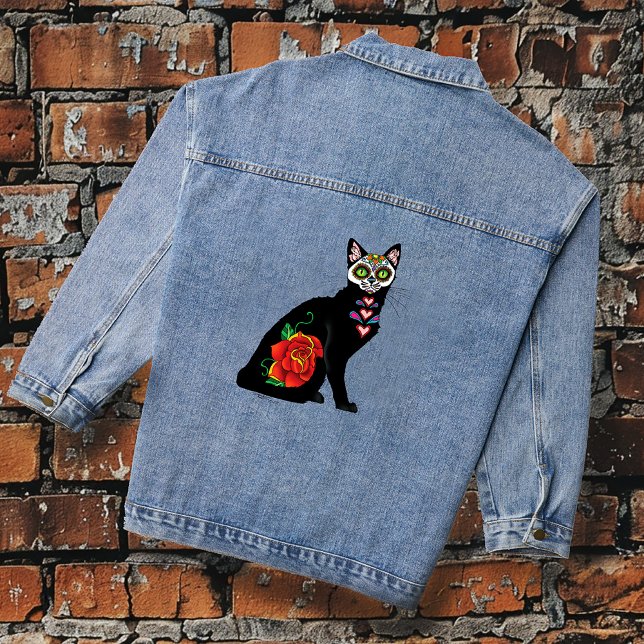 Sugar Skull Black Cat Jeansjacke (Von Creator hochgeladen)