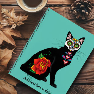 Sugar Skull Black Cat Notizbuch