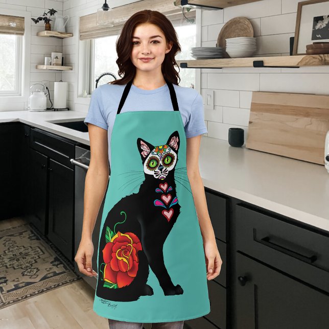 Sugar Skull Black Cat Schürze (Von Creator hochgeladen)
