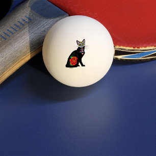 Sugar Skull Black Cat Tischtennisball