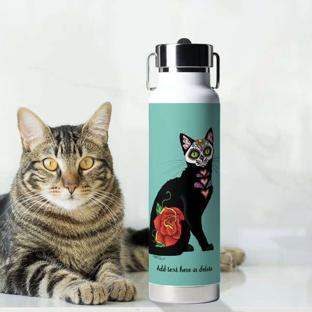 Sugar Skull Black Cat Trinkflasche (Von Creator hochgeladen)