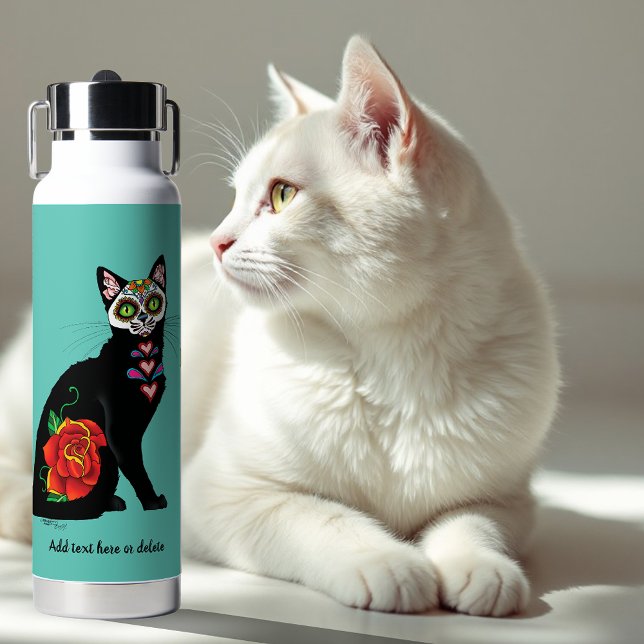 Sugar Skull Black Cat Trinkflasche (Von Creator hochgeladen)