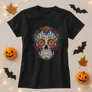 Sugar Skull Bloral Halloween Calavera T-Shirt