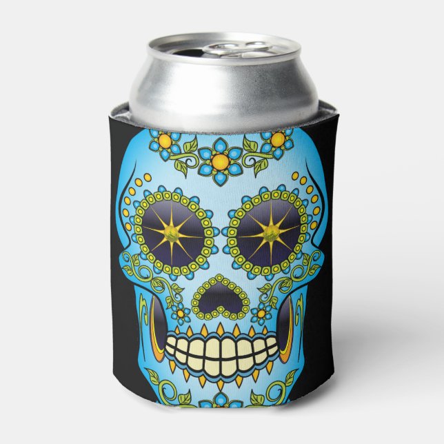 Sugar Skull Blue Floral Dosenkühler (Kanne Vorderseite)