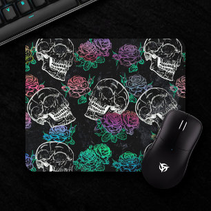 Sugar Skull Blue Rose Cool Royal Sapphire Grunge Mousepad